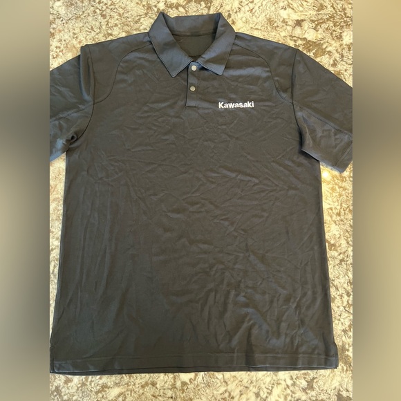 Large Black Kawasaki Polo Shirt Mens Short Sleeve New Moto Casual Clothes - Picture 1 of 8